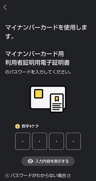 ステップ8：マイナンバーカードのパスワード入力